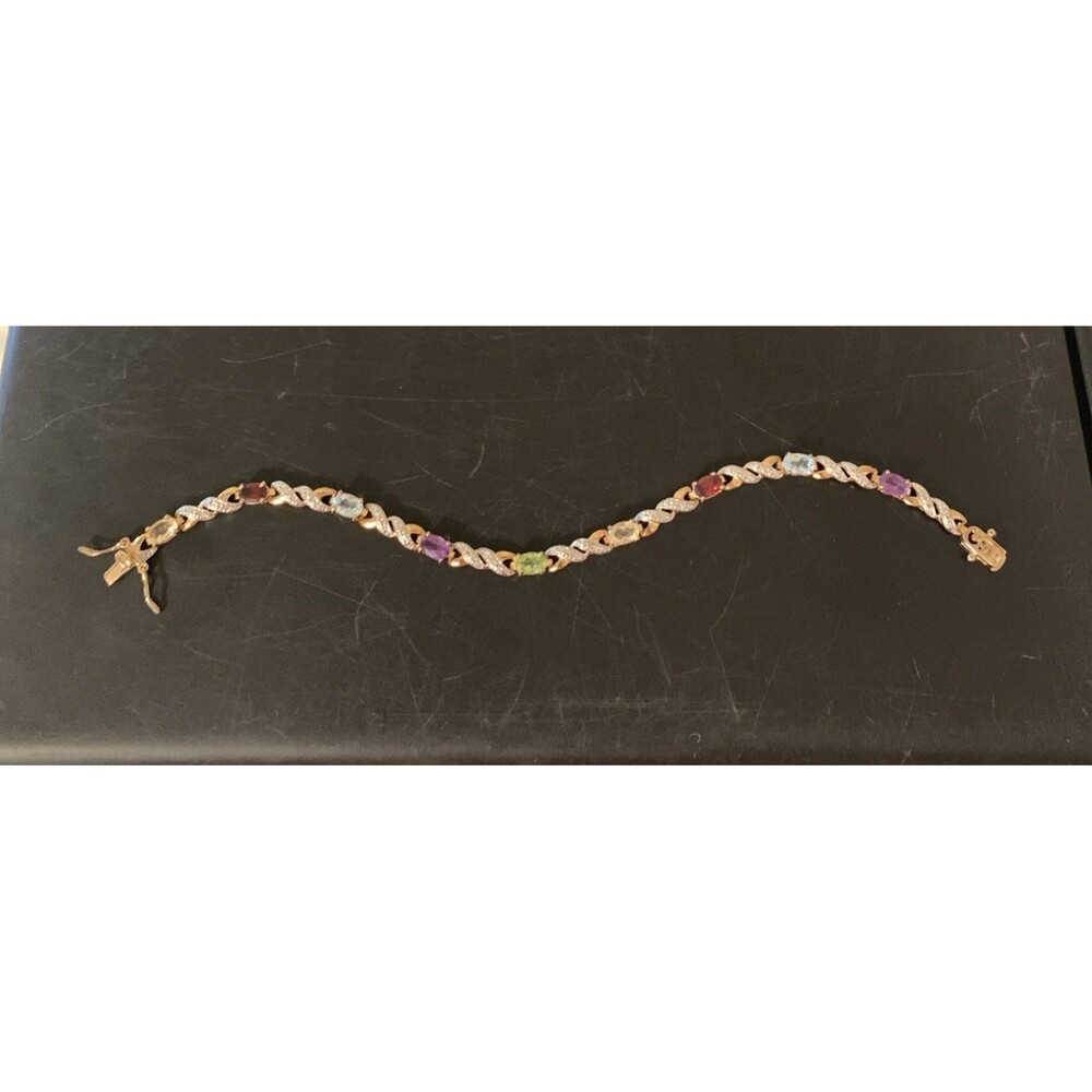 Ross Simons Bracelet Sterling Silver Amethyst Citrine Garnet Peridot Topaz 7.5”